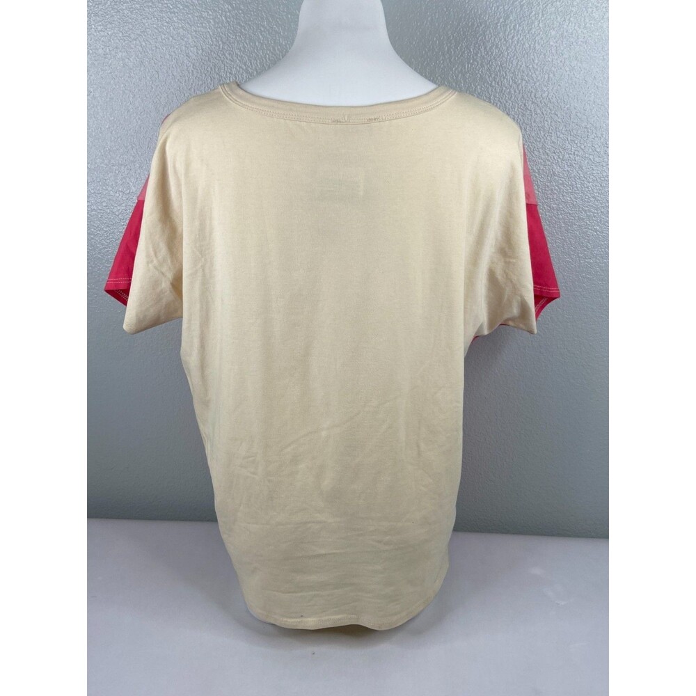 BiBi Women Medium Pink Tan Top Wide Stripe Long Sleeve Casual NWT - Picture 5 of 8